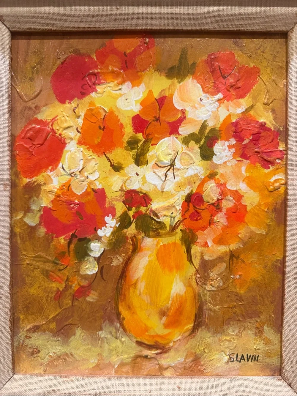 Sergey Slavin (b. 1955), Untitled, Floral Still-Life Oil Painting on Board
